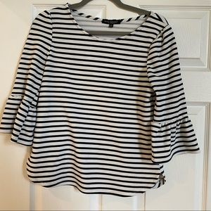 Black and White striped blouse from green envelope medium